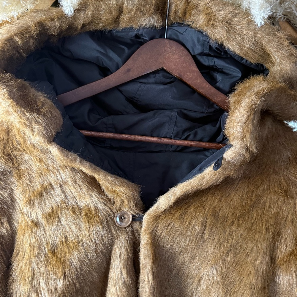 Roamans Black & Brown Reversible Faux Fur Full‑Length Trench Coat Plus Size Cozy - Picture 9 of 16